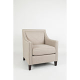 Fabric Upholstered Club Chair With Nail head Detailing, Beige and Brown