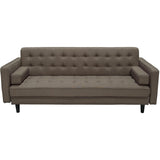 Fabric Upholstered Convertible Sofa Bed with Button Tufted Detail and Wooden Feet, Gray