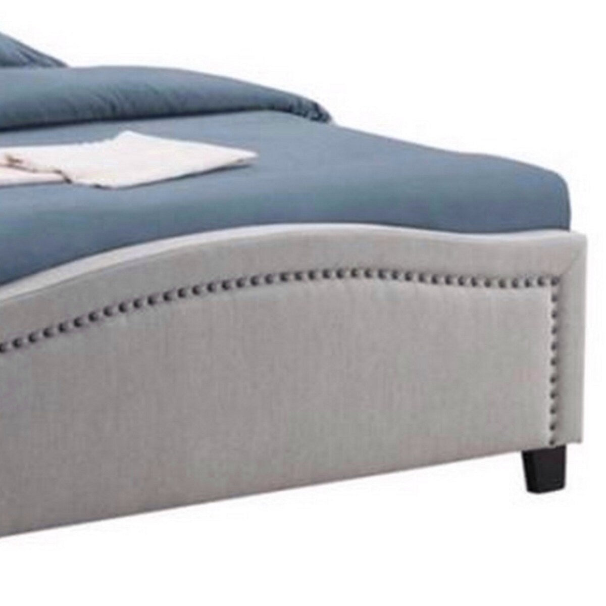 Fabric Upholstered Curved Design Full Bed, Gray
