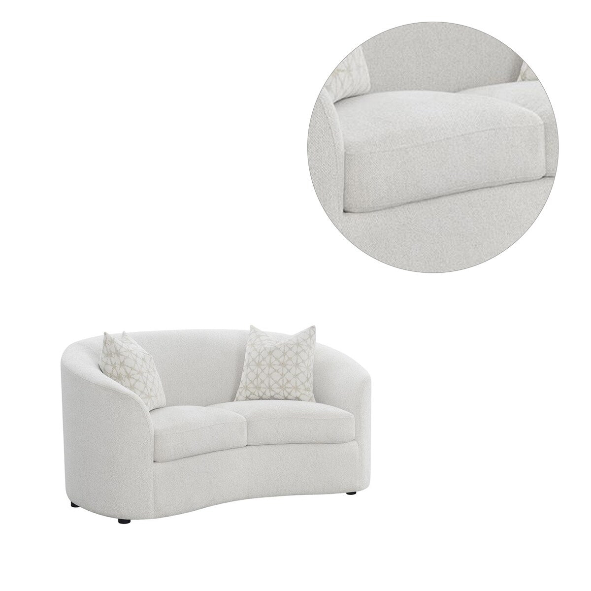 Fabric Upholstered Loveseat with 2 Accent Pillows in Latte Finish