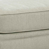 Fabric Upholstered Ottoman with Turned Legs, Light Gray and Black