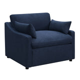 Fabric Upholstered Power Recliner Chair with Lumbar Side Pillows, Blue