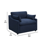 Fabric Upholstered Power Recliner Chair with Lumbar Side Pillows, Blue