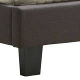Fabric Upholstered Queen Bed with Button Tufted Headboard, Brown