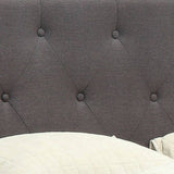 Fabric Upholstered Queen Bed with Button Tufted Headboard, Brown