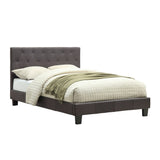 Fabric Upholstered Queen Bed with Button Tufted Headboard, Brown
