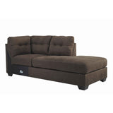 Fabric Upholstered Right Arm Facing Corner Chaise with Tufted Back, Brown