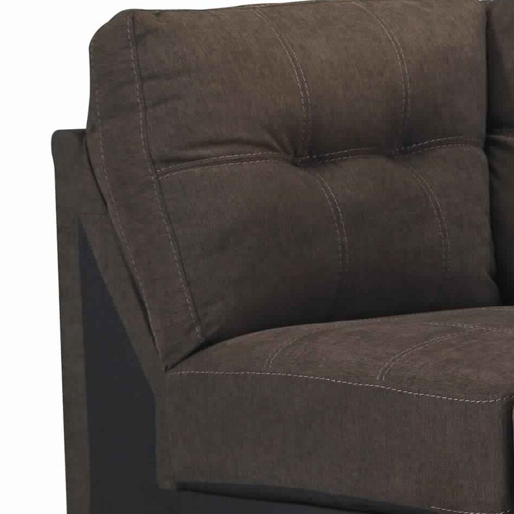 Fabric Upholstered Right Arm Facing Corner Chaise with Tufted Back, Brown