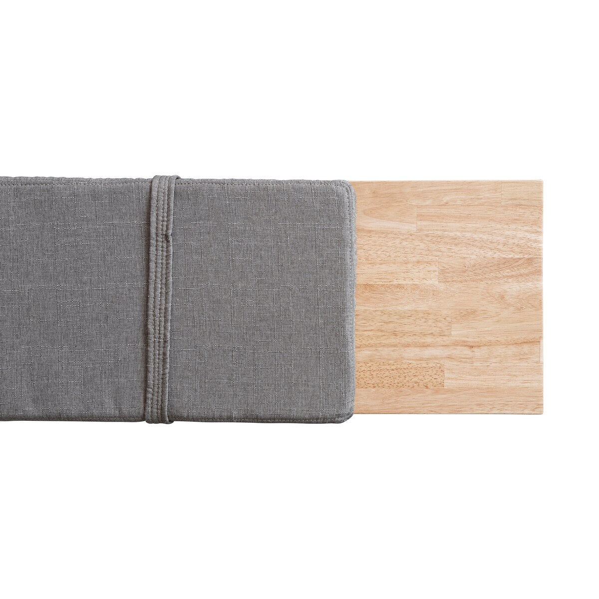 Fabric Upholstered Rubberwood Bench with Shelf and Cushion