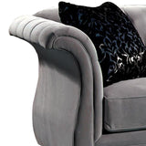 Fabric Upholstered Sectional with Button Tufted Backrest, Gray