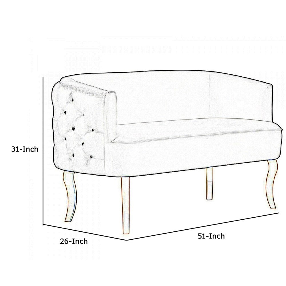 Fabric Upholstered Sofa with Button Tufting and Metal Legs, Black and Gold