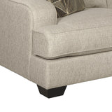 Fabric Upholstered Wooden Chair and a Half with Reversible Cushions, Beige