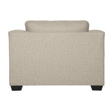 Fabric Upholstered Wooden Chair and a Half with Reversible Cushions, Beige