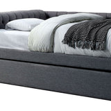 Fabric Upholstered Wooden Full Size Daybed with Nailhead Trims, Gray