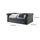 Fabric Upholstered Wooden Full Size Daybed with Nailhead Trims, Gray