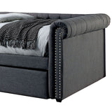 Fabric Upholstered Wooden Full Size Daybed with Nailhead Trims, Gray