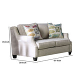 Fabric Upholstered Wooden Loveseat with S Sloped Armrest, Beige