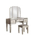 Fabric and Wood Vanity Set with Stool