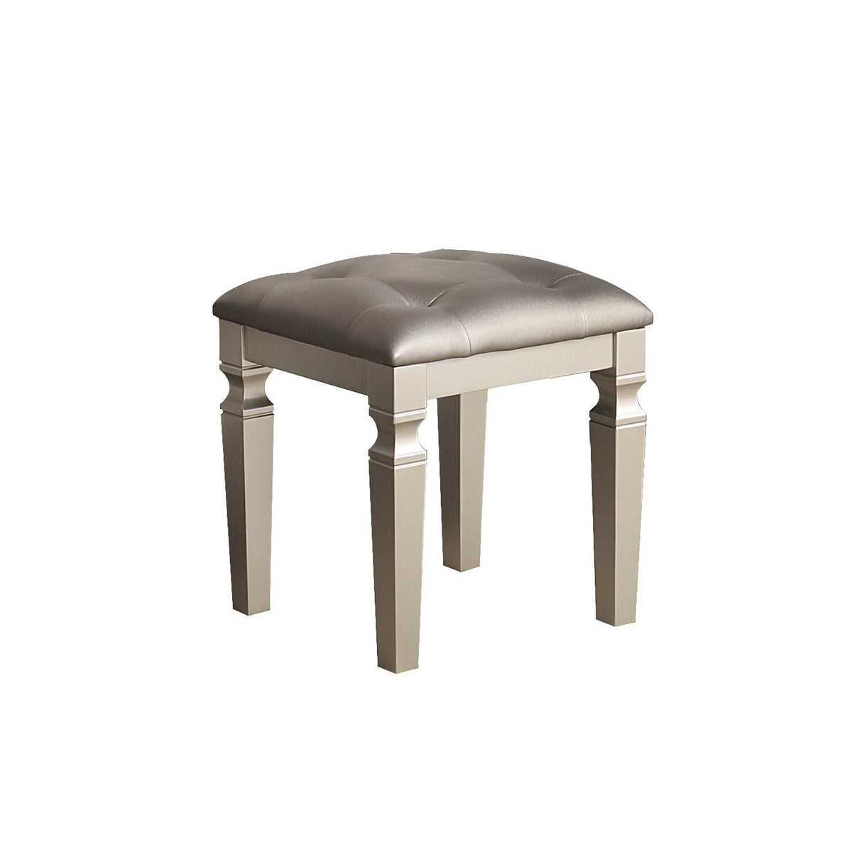 Fabric and Wood Vanity Set with Stool