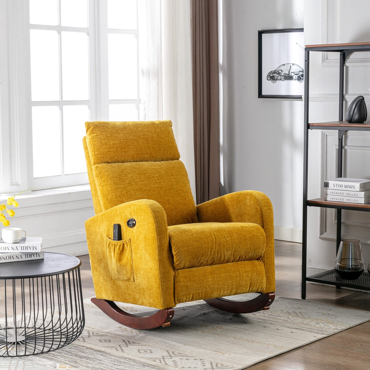 Fabric rocking chair with massage function