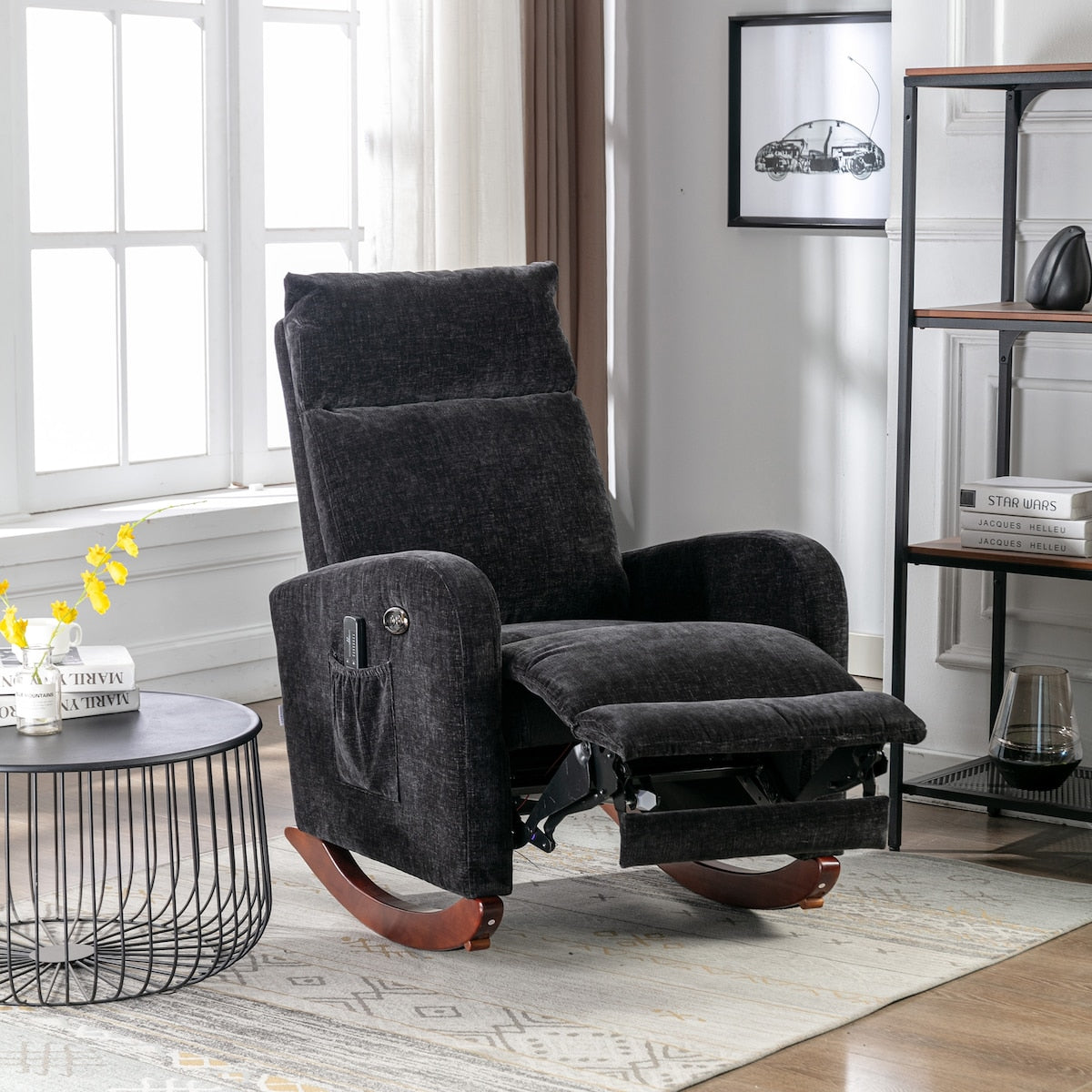 Fabric rocking chair with massage function