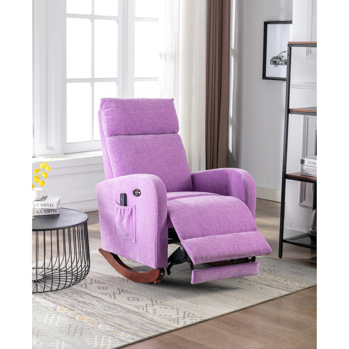 Fabric rocking chair with massage function