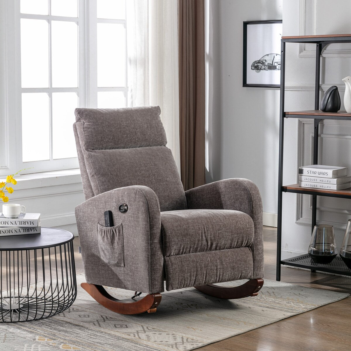 Fabric rocking chair with massage function