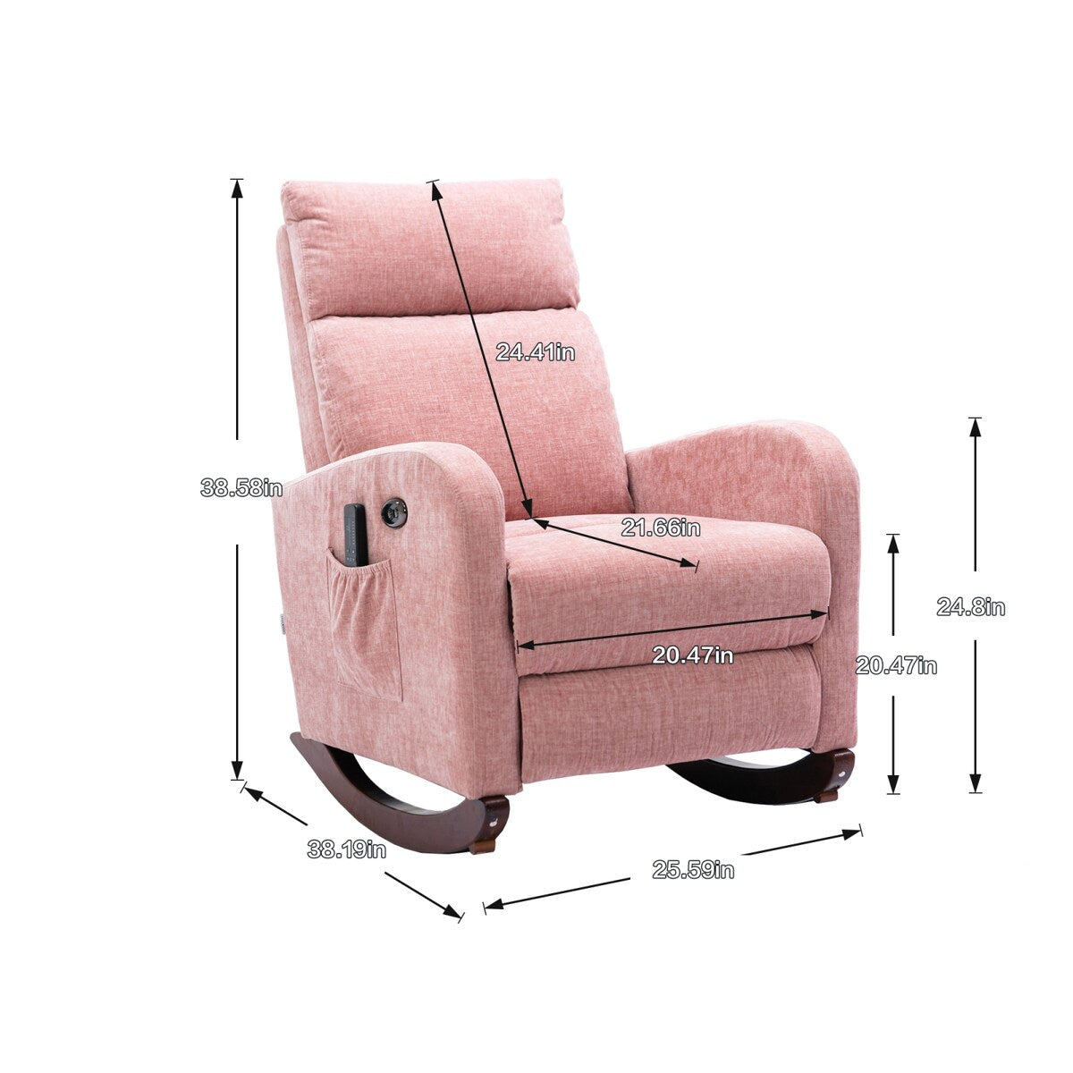 Fabric rocking chair with massage function