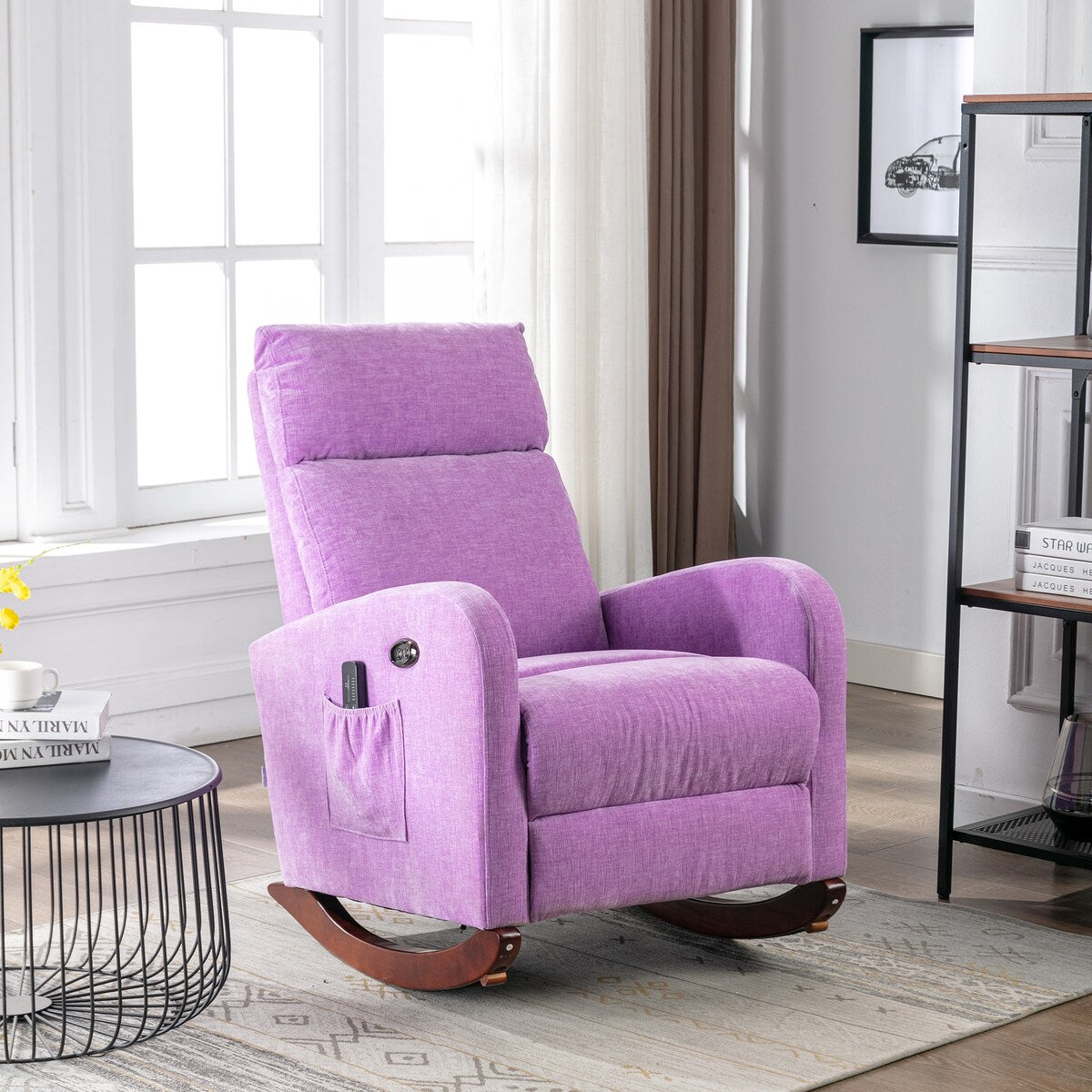 Fabric rocking chair with massage function