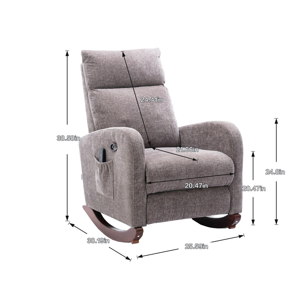 Fabric rocking chair with massage function