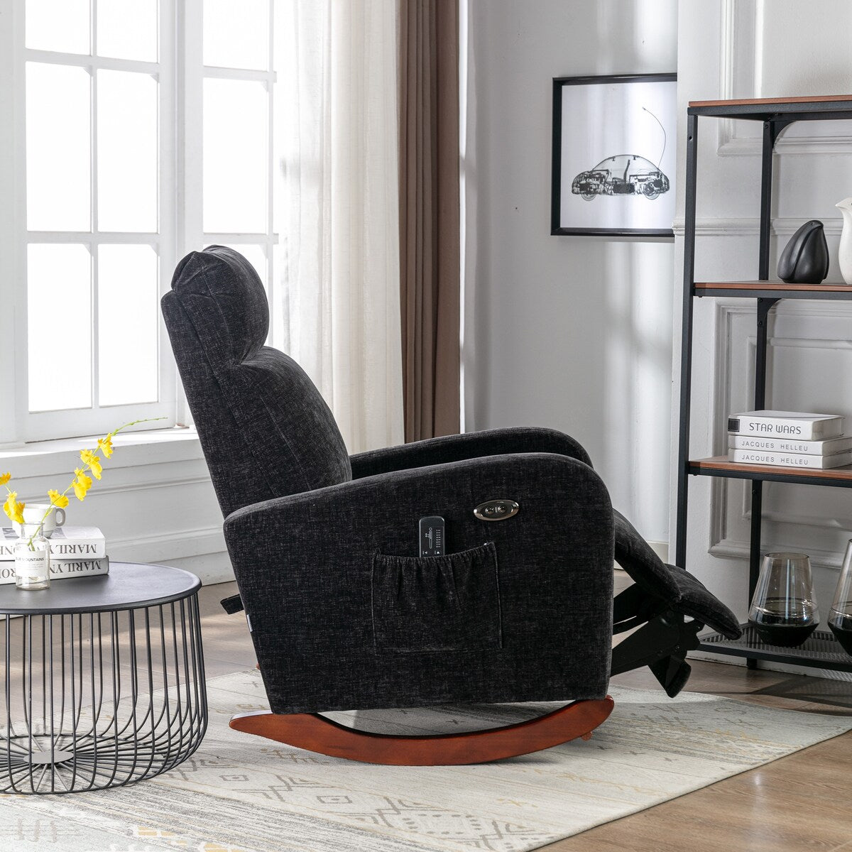 Fabric rocking chair with massage function