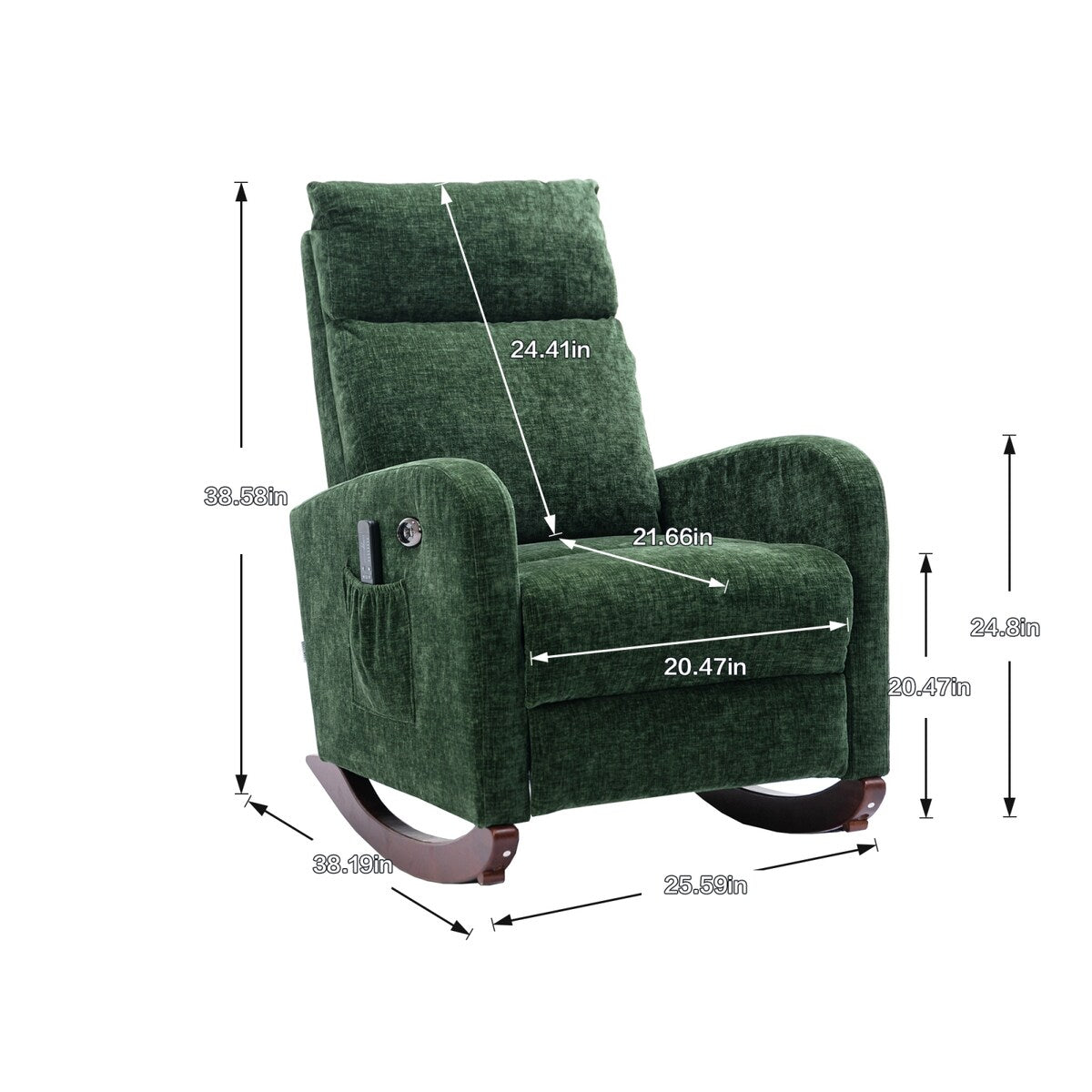 Fabric rocking chair with massage function
