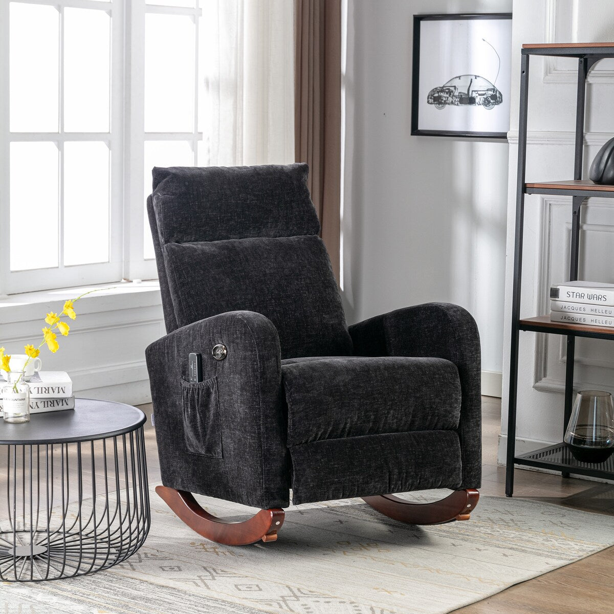 Fabric rocking chair with massage function