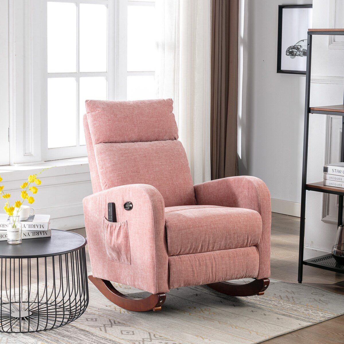 Fabric rocking chair with massage function