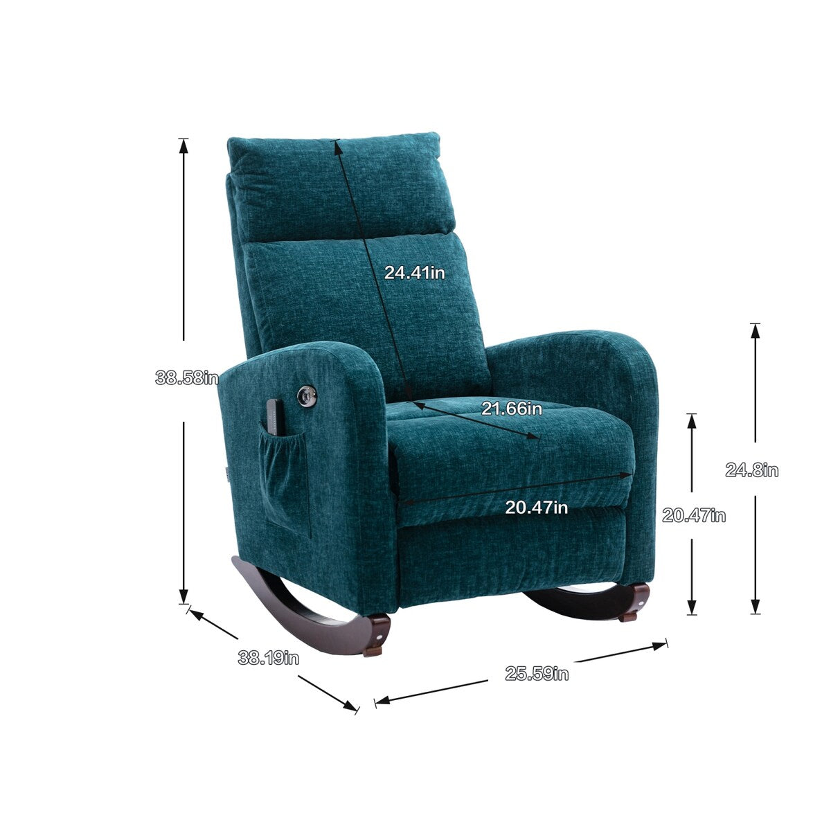 Fabric rocking chair with massage function