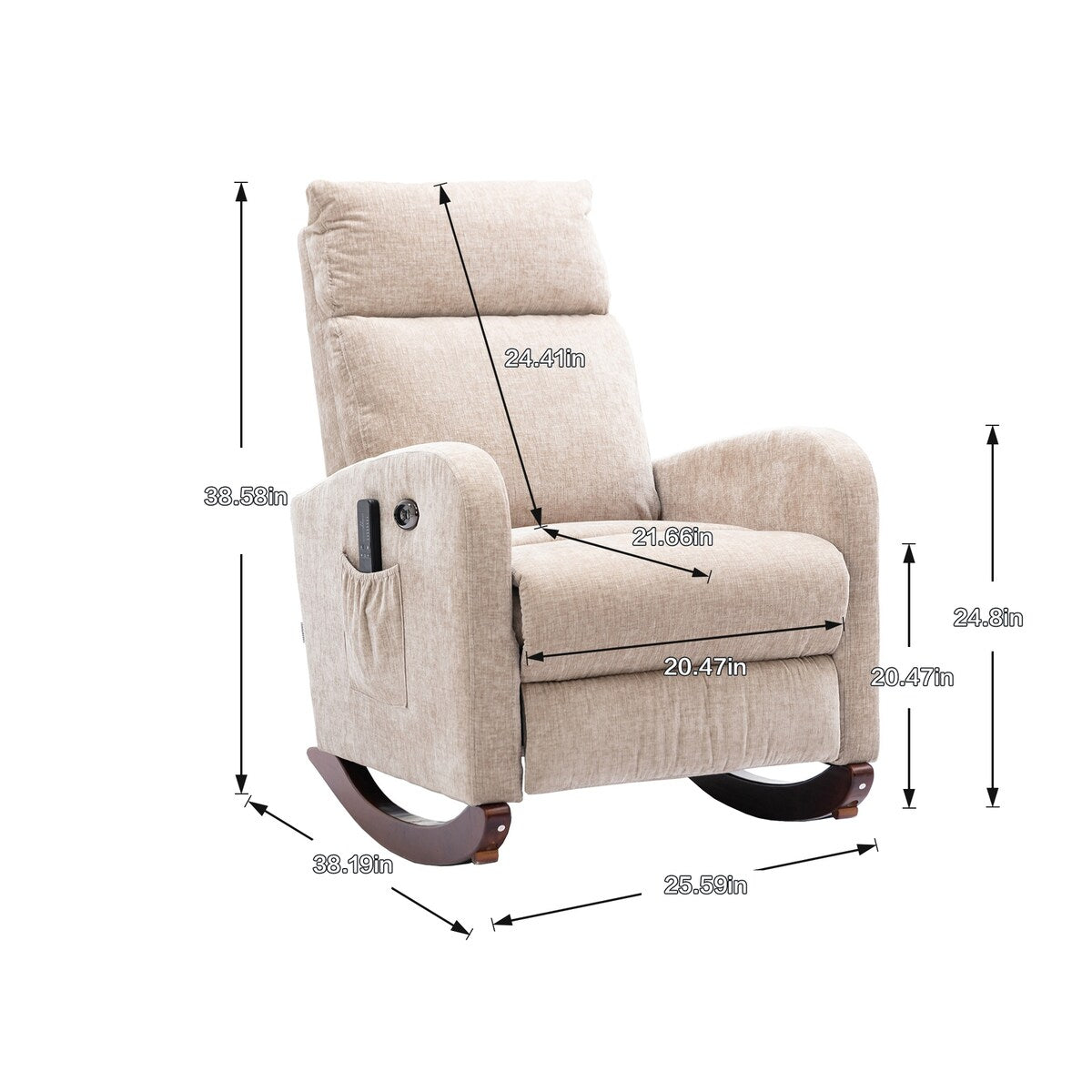 Fabric rocking chair with massage function
