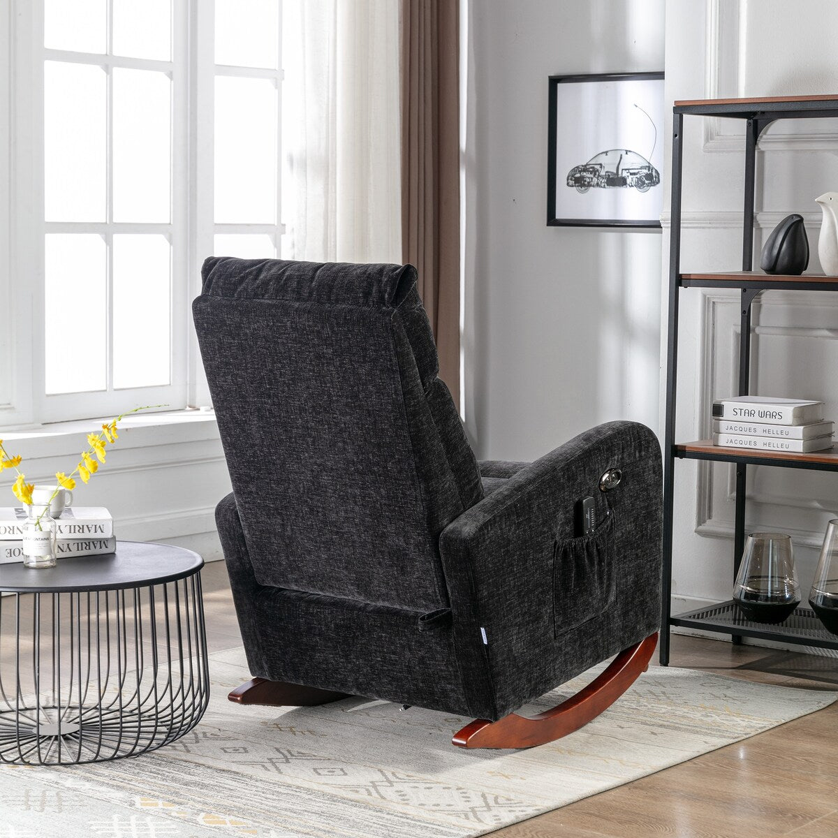 Fabric rocking chair with massage function