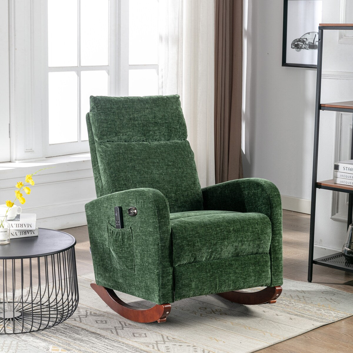 Fabric rocking chair with massage function