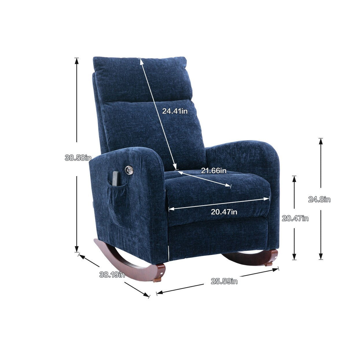 Fabric rocking chair with massage function