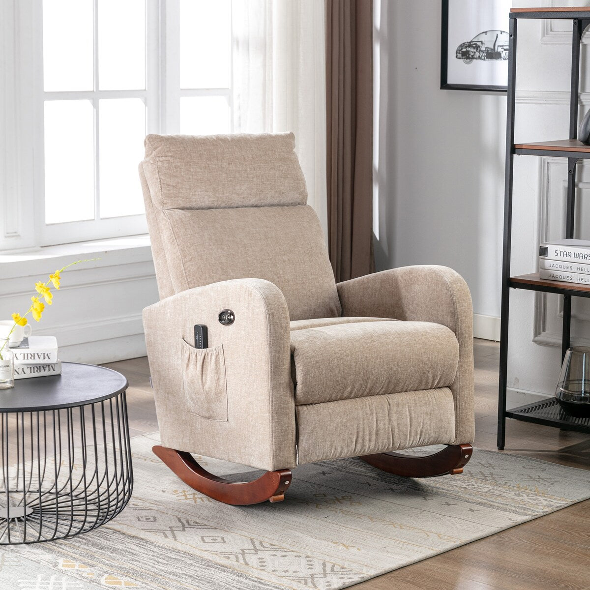 Fabric rocking chair with massage function