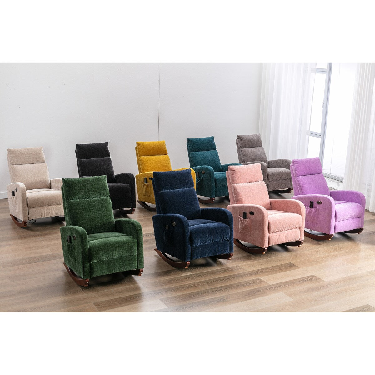 Fabric rocking chair with massage function