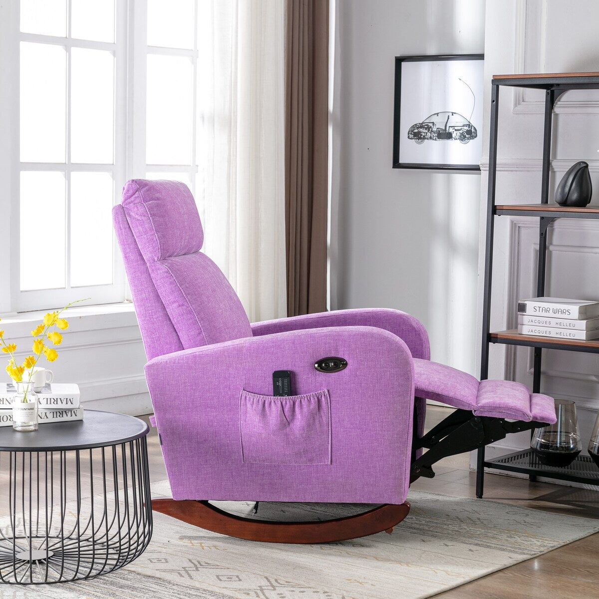 Fabric rocking chair with massage function