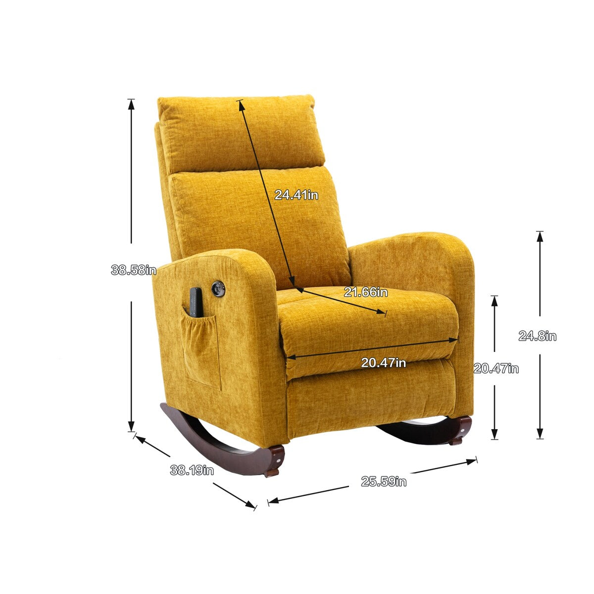 Fabric rocking chair with massage function