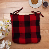 Fabstyles Tufted Buffalo Check Cotton Set of 4 Chairpads with Ties