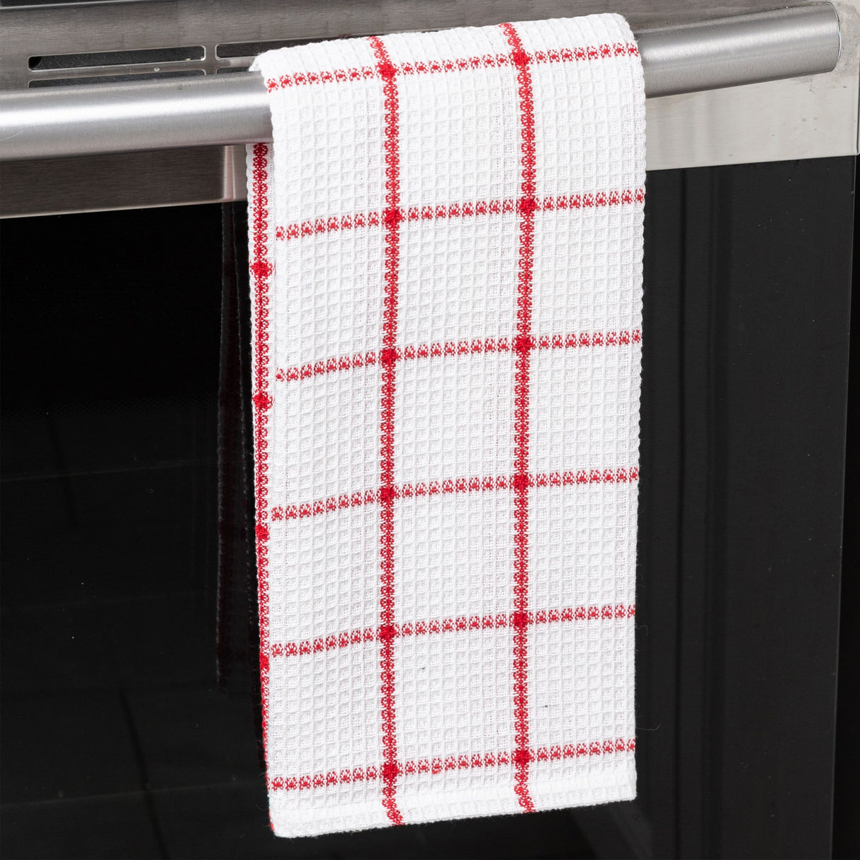 Fabstyles Solo Waffle Cotton Kitchen Towel Set of 4 - 18x28