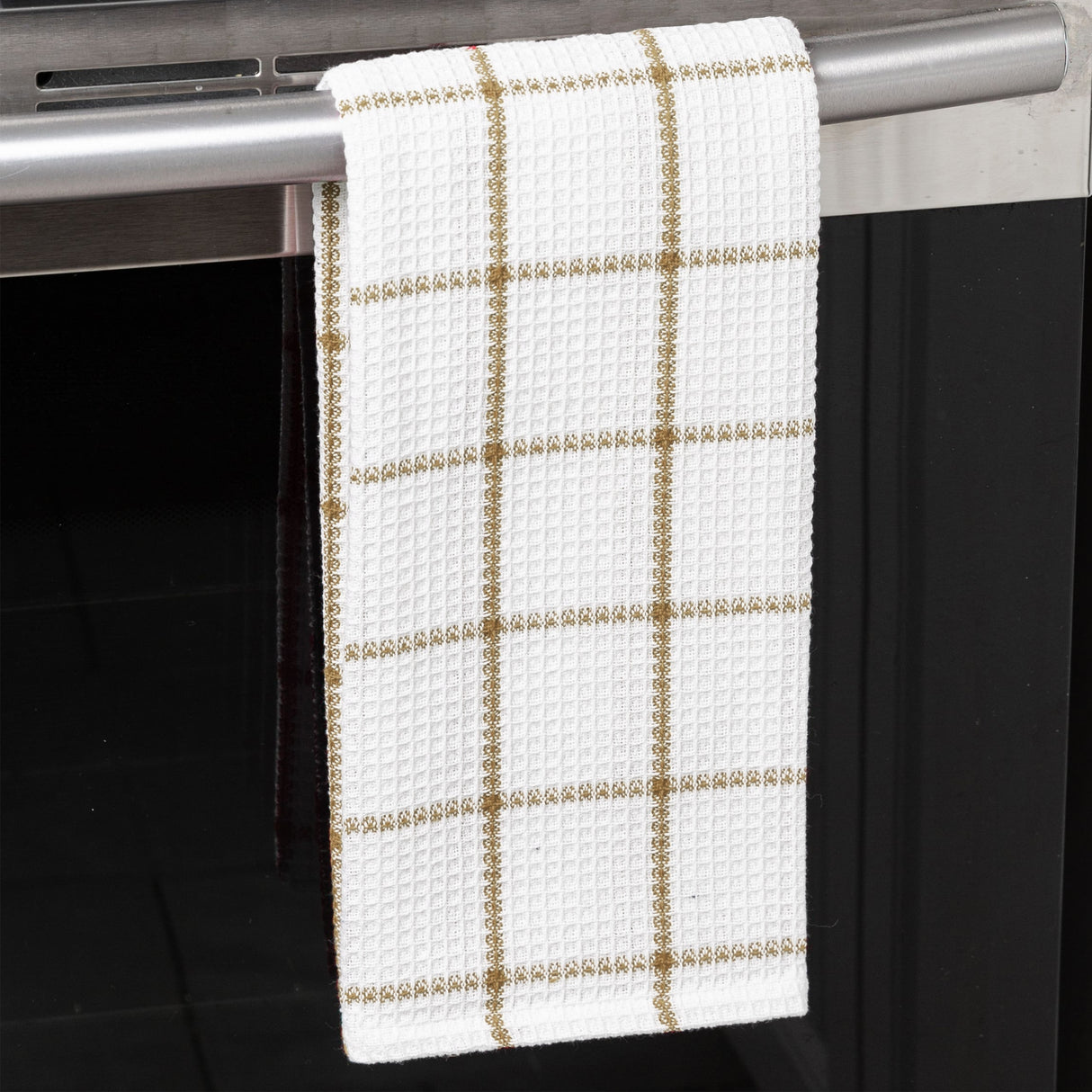 Fabstyles Solo Waffle Cotton Kitchen Towel Set of 4 - 18x28