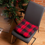 Fabstyles Tufted Buffalo Check Cotton Set of 4 Chairpads with Ties