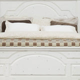 Faceted and Curved Rustic Wooden California King Size Bed, White