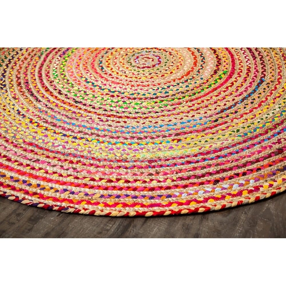 Fair Trade Handmade Jute Rag Rug Multi Colored
