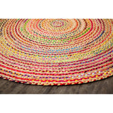 Fair Trade Handmade Jute Rag Rug Multi Colored